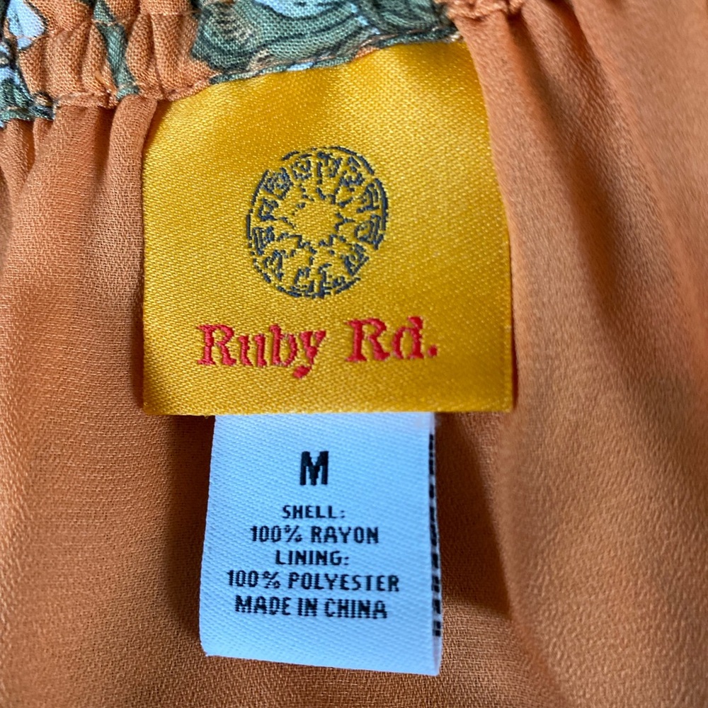 Ruby Rd. Orange Floral Print Rayon Mini Dress - Picture 5 of 5